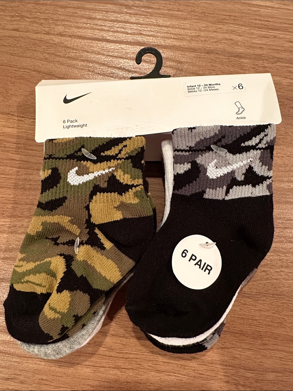 Nike Camouflage Ankle Socks Pack - Green, Black & Gray